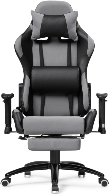 Игровое кресло Tesor, с подставкой для ног, черный / серый