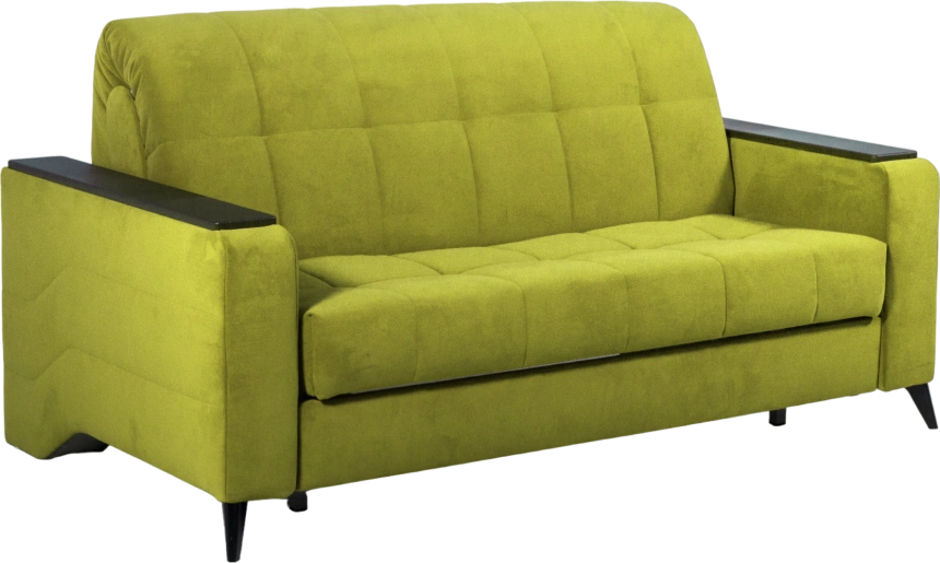 Диван прямой Нельсон 155, ткань Newtone yellow, декор Венге
