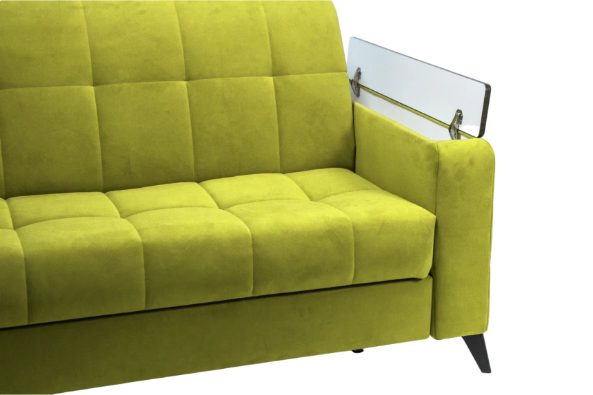 Диван прямой Нельсон 155, ткань Newtone yellow, декор Венге