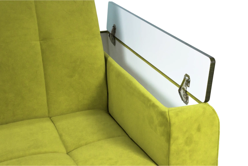 Диван прямой Нельсон 155, ткань Newtone yellow, декор Венге