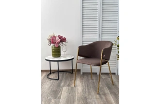 Стул Dill, мягкий, Momo-05 тауп, велюр "беспальчиковый", золотой каркас 