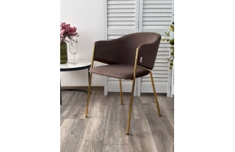 Стул Dill, мягкий, Momo-05 тауп, велюр "беспальчиковый", золотой каркас 