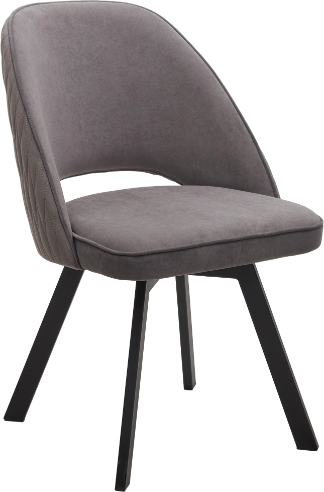 Стул Duna, поворотный, мягкий, B28 Темно-серый, велюр, черный каркас