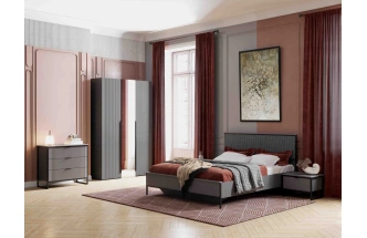 Кровать Нора 160, двуспальная, металл бруклин / графит