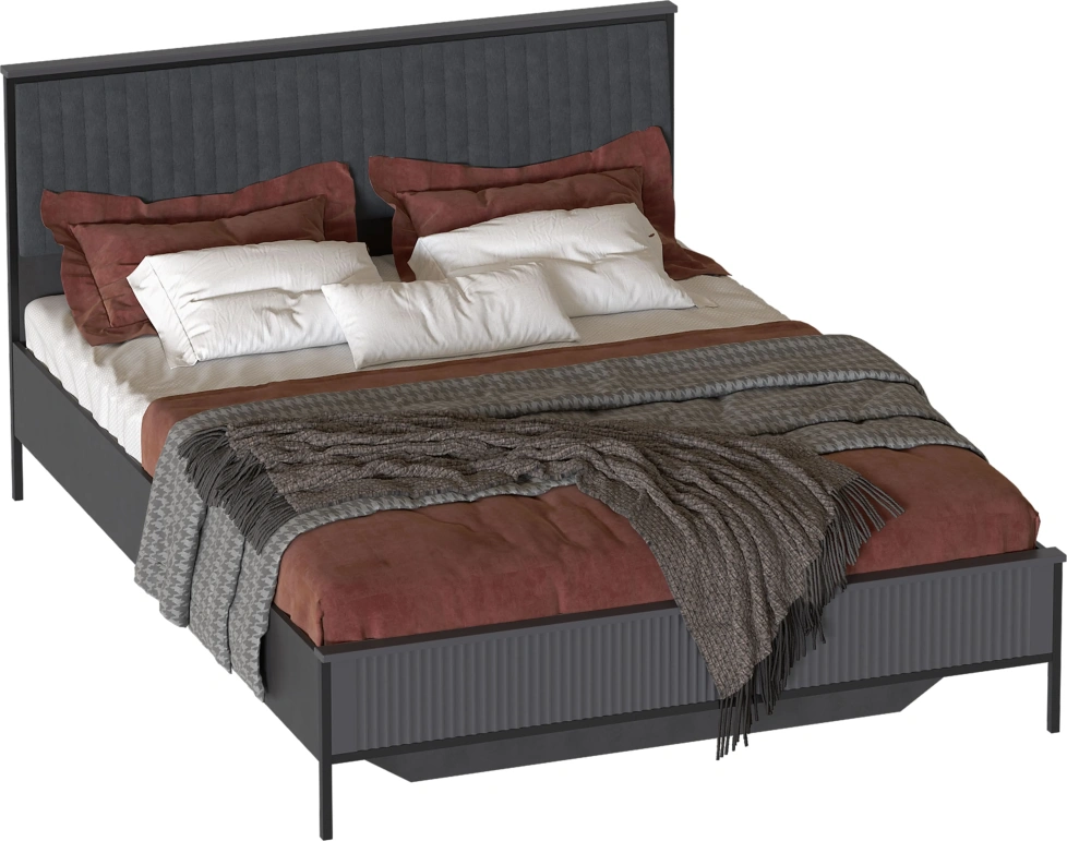 Кровать Нора 160, двуспальная, металл бруклин / графит