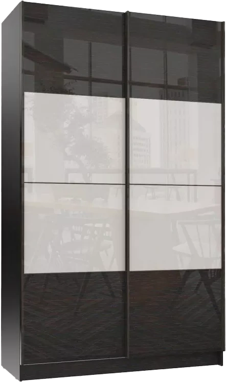 Шкаф-купе двухдверный Марвин-3, 163x220, Дуб феррара / Дуб феррара глянец / Белый глянец