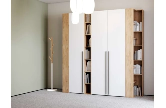 Стеллаж угловой Ренн, дуб натуральный светлый