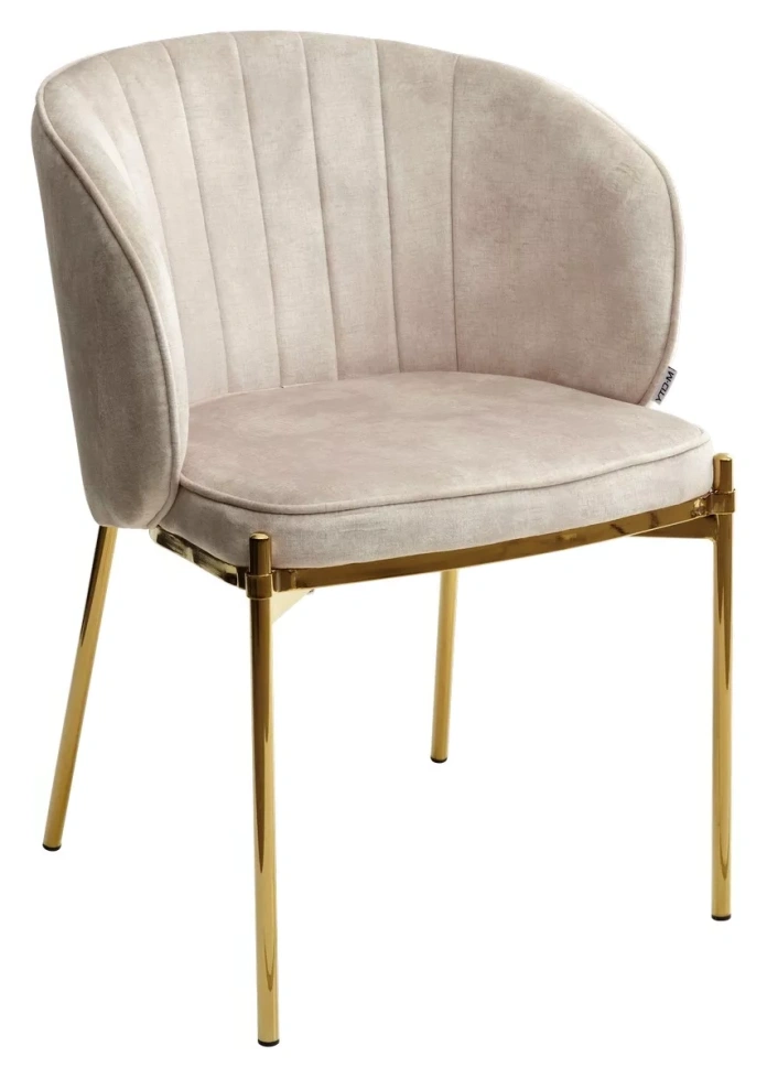 Стул Diana, мягкий, UF912-11B античный бежевый, велюр, золотой каркас