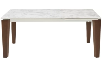 Обеденный раздвижной стол Esmir 180, matte arabescato solid ceramic, орех