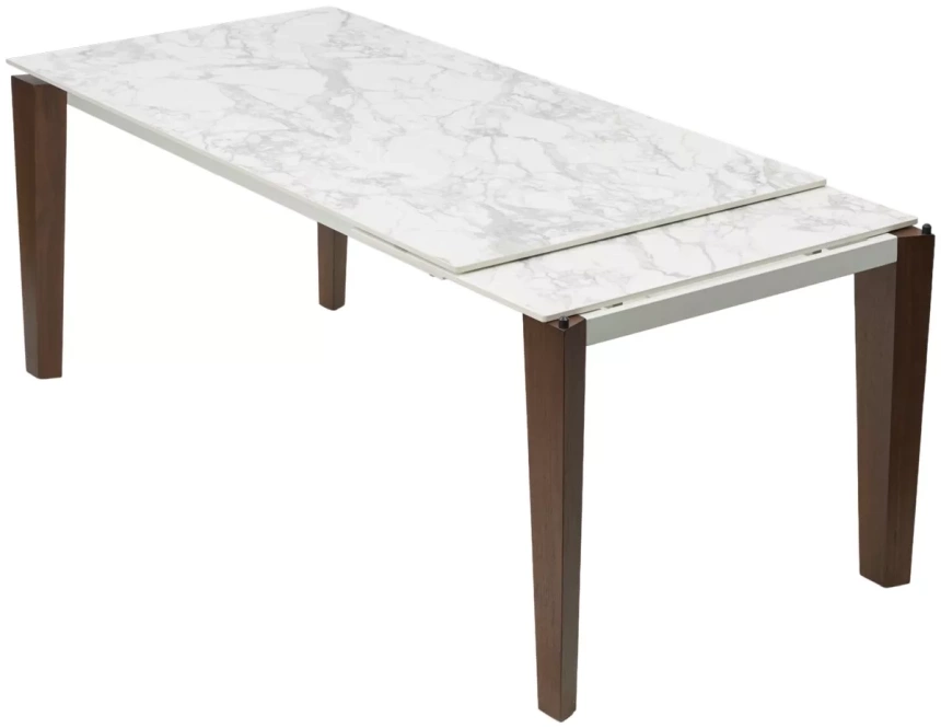 Обеденный раздвижной стол Esmir 180, matte arabescato solid ceramic, орех