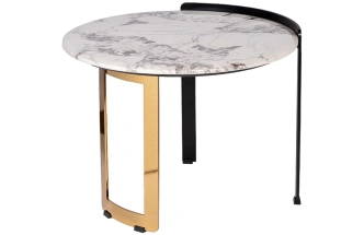 Журнальный стол Cadiz, 60x60x48, МДФ, белый мрамор / золото 