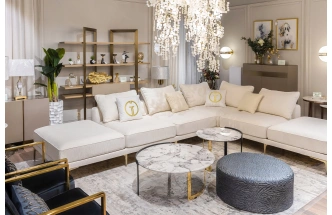 Журнальный стол Cadiz, 60x60x48, МДФ, белый мрамор / золото 