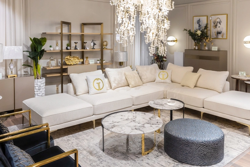 Журнальный стол Cadiz, 60x60x48, МДФ, белый мрамор / золото 