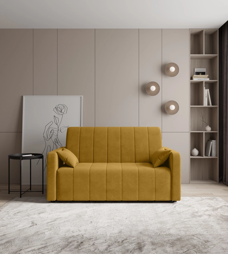 ​Диван прямой Борго 160, модель 107, Ultra Mustard​ (соломенный) / венге