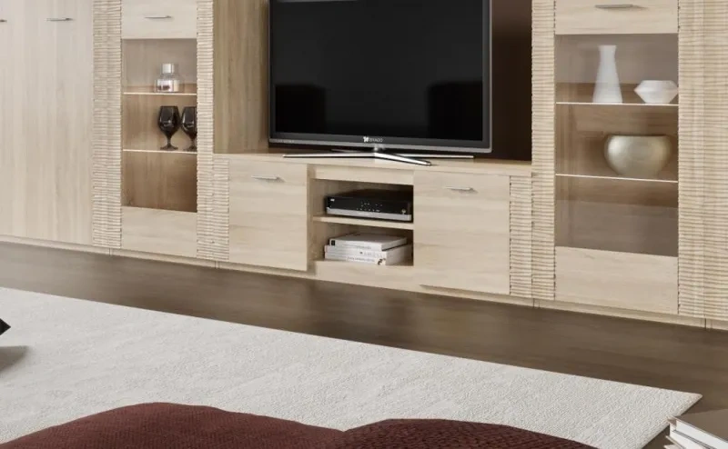 Тумба под ТВ Элана, с полками, дуб сонома