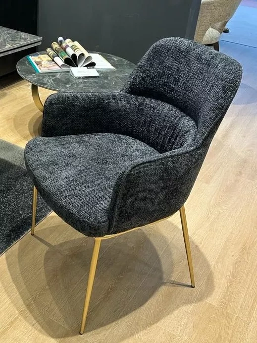 Стул Bruno, мягкий, Black Wandy-460, ткань, бронзовый каркас