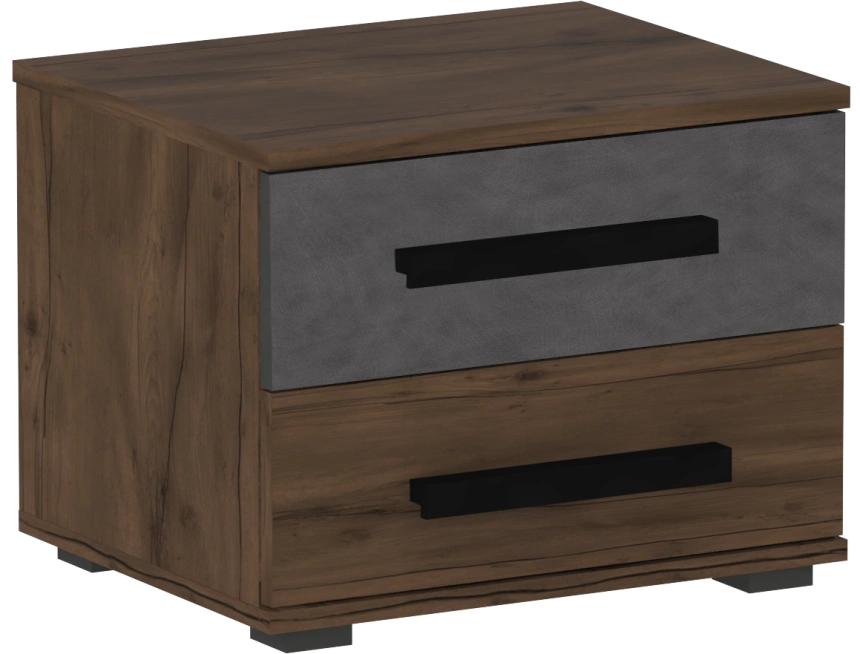 Тумба прикроватная Глазго, с двумя ящиками, металл бруклин / таксония