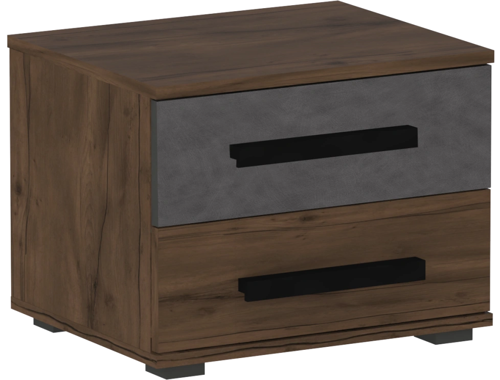 Тумба прикроватная Глазго, с двумя ящиками, металл бруклин / таксония