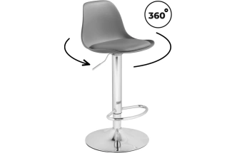 Барный стул Soft, пластик / экокожа серый / хром