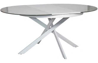 Обеденный раздвижной стол 83MC-1907DT WH, 120(170), керамика, белый мрамор / белый