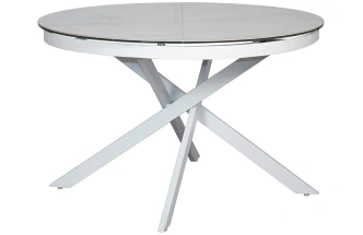 Обеденный раздвижной стол 83MC-1907DT WH, 120(170), керамика, белый мрамор / белый