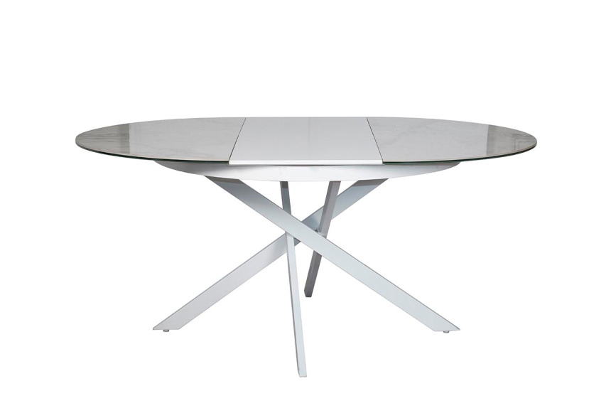 Обеденный раздвижной стол 83MC-1907DT WH, 120(170), керамика, белый мрамор / белый