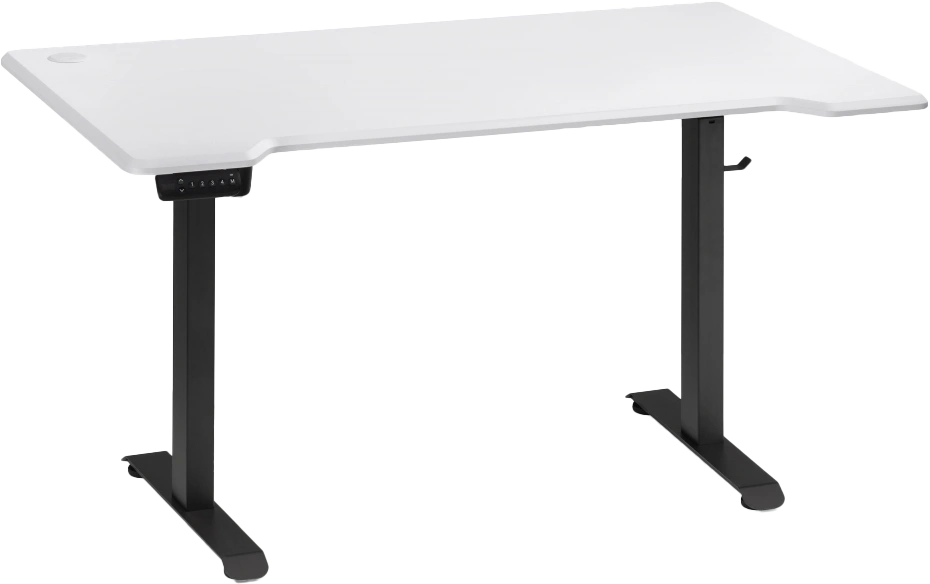 Стол компьютерный Маркос, 140, с механизмом подъема, белая шагрень / черный