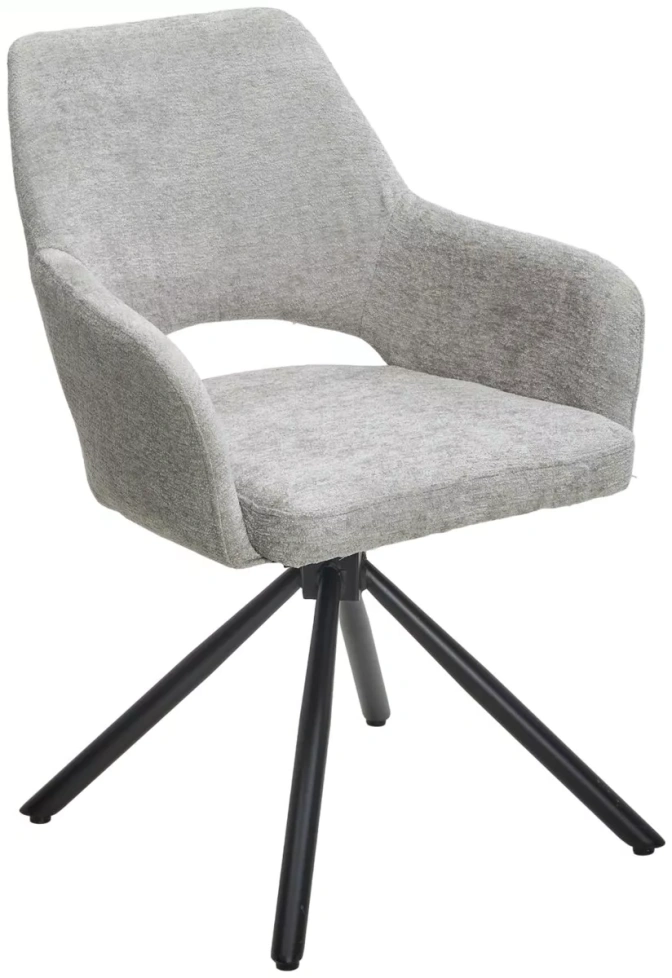 Стул Nuri, поворотный, 3018-03 светло-серый, шенилл, черный каркас