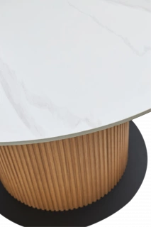 Кухонный стол Mesa D120, цвет белый мрамор M326, каркас Oak