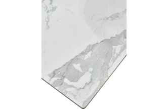 Кухонный стол раздвижной Cremona 140, High Gloss Statuario Белый мрамор глянцевый, керамика, белый каркас