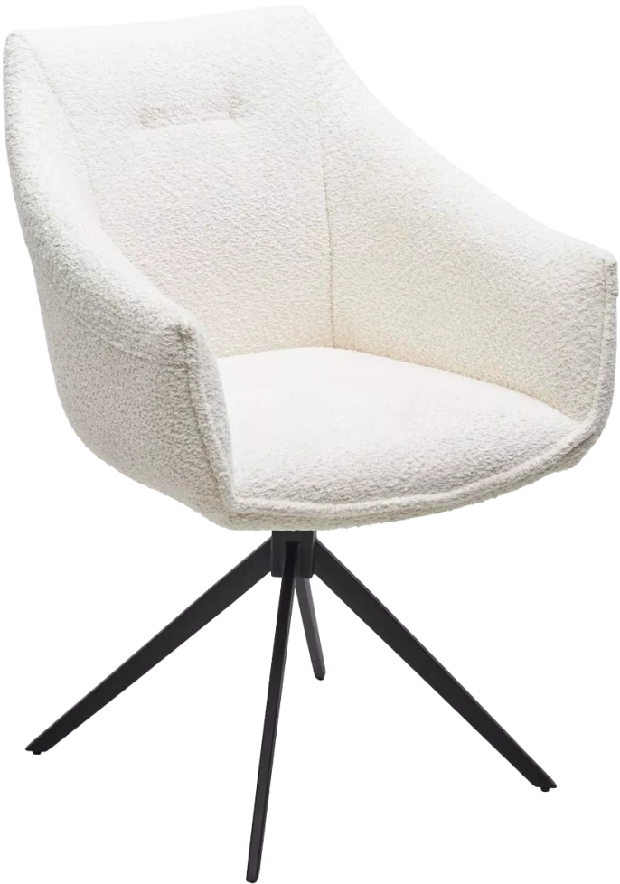 Стул Clouds, мягкий, поворотный, белый Wales 101, букле, черный каркас