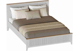 Кровать Валенсия 180, двуспальная, персидский жемчуг / дуб натуральный светлый