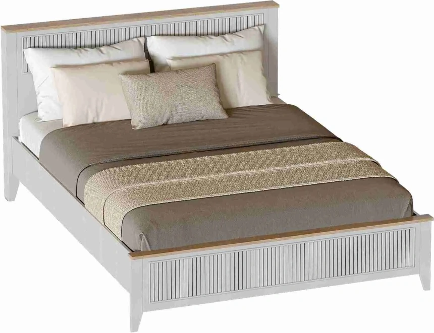 Кровать Валенсия 180, двуспальная, персидский жемчуг / дуб натуральный светлый