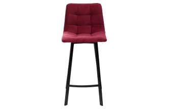 Полубарный стул Chilli-QB Square, винный #16, велюр, черный каркас (H=66cm) 