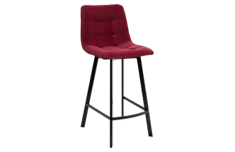 Полубарный стул Chilli-QB Square, винный #16, велюр, черный каркас (H=66cm) 