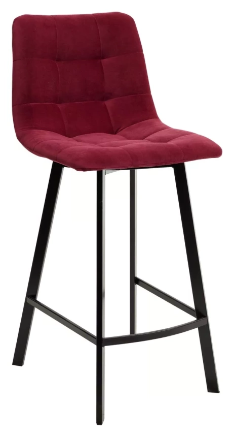 Полубарный стул Chilli-QB Square, винный #16, велюр, черный каркас (H=66cm) 