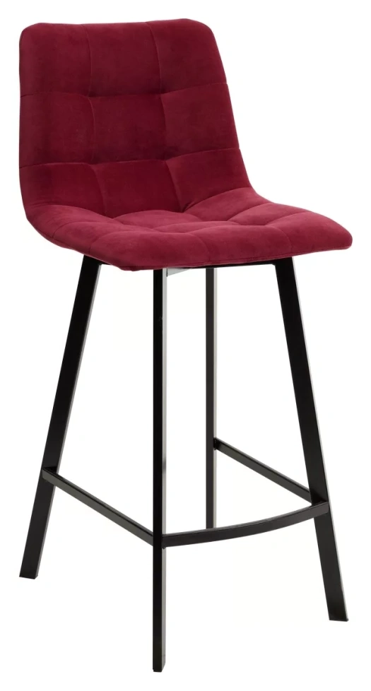 Полубарный стул Chilli-QB Square, винный #16, велюр, черный каркас (H=66cm)