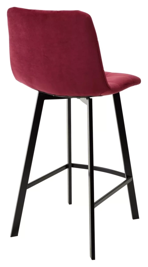 Полубарный стул Chilli-QB Square, винный #16, велюр, черный каркас (H=66cm) 