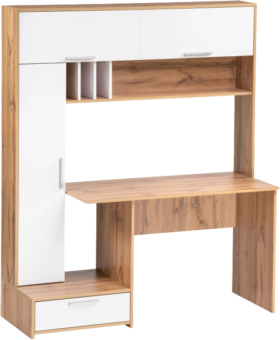 Стол компьютерный Лайт, 03.243, дуб золотой (craft) / белый премиум