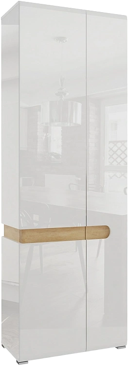 Шкаф двухдверный Катания, распашной с полками, белый / дуб небраска