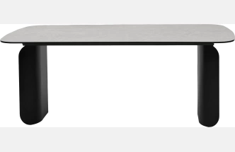 Кухонный стол Nord 200, TL-102 Бежевый мрамор, испанская керамика, черный каркас