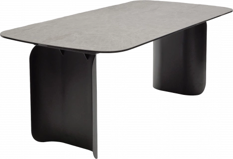Кухонный стол Nord 200, TL-102 Бежевый мрамор, испанская керамика, черный каркас