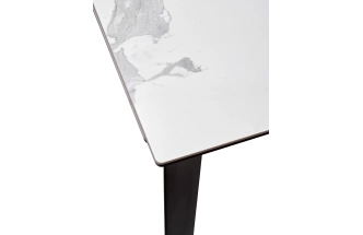 Кухонный стол раздвижной Cremona 140, High Gloss Statuario Белый мрамор глянцевый, керамика, черный каркас