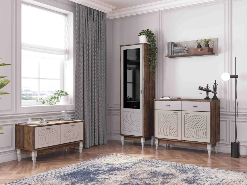 Полка навесная №1 Вирджиния, таксония / светло-серый софт