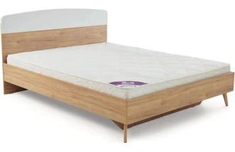 Кровать Калгари 140, полутораспальная, дуб натуральный светлый / белый матовый