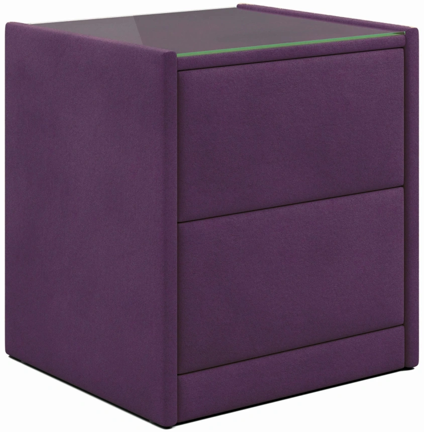 Тумба прикроватная Аризона, мягкая, с ящиками, велюр, мора фиолетовый