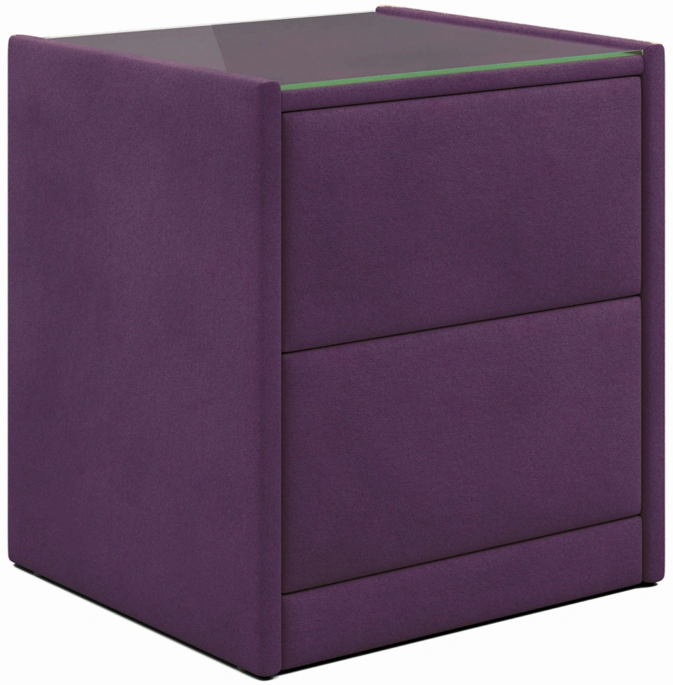 Тумба прикроватная Аризона, мягкая, с ящиками, велюр, мора фиолетовый