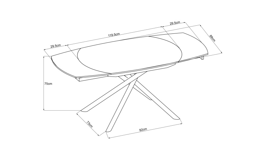 Обеденный раздвижной стол 83MC-1957DT BL, 120(178), керамика, черный мрамор / черный