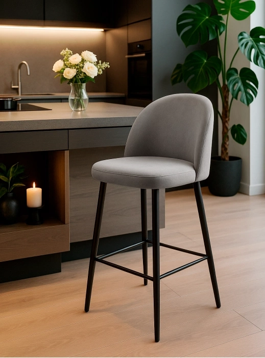Полубарный стул Амизуре, темно-серый / черный матовый