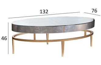 Журнальный стол Futuro, 132x76x46, МДФ, стекло, серебристый / золото